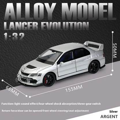 1:32 Mitsubishi Lancer Evolution Diecast Car Model Sound Light Metal Alloy