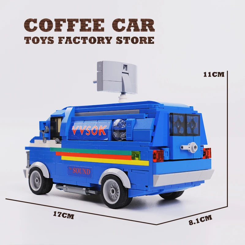 Mystery Town Sci-Fi Retro Van Building Blocks MOC City Street Vehicle Toy Set