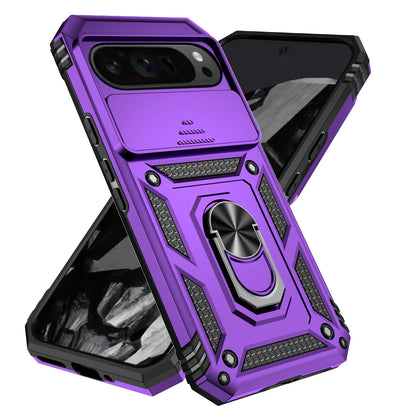 Google Pixel 6-9 Pro XL Armour Ring Case Camera Cover Shockproof Kickstand