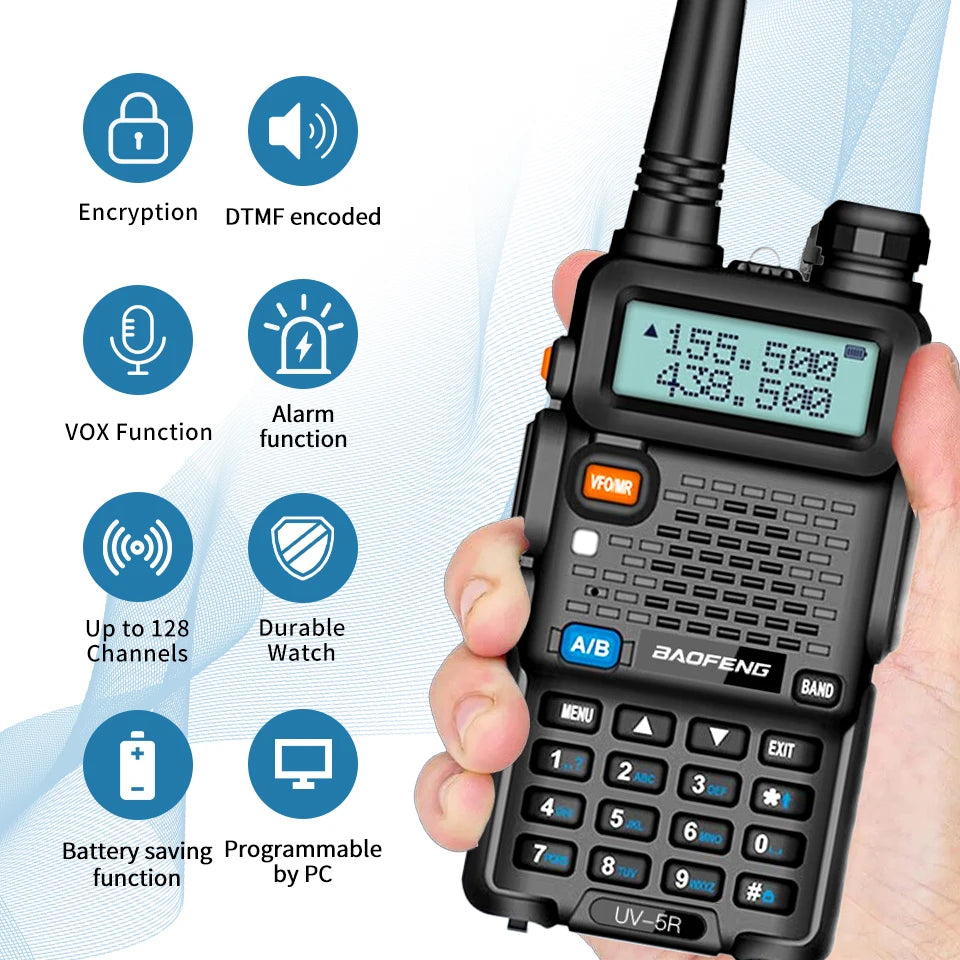 Baofeng Walkie Talkie UV5R 8W Dual Band Two-Way Radio 128CH VHF UHF