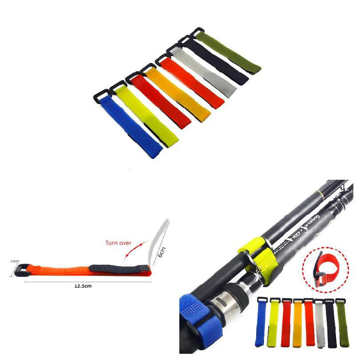 10Pcs Fishing Rod Holder Tie Waterproof Strap for Rope Clips Protective Use