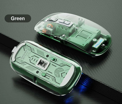 Transparent Wireless Mouse Bluetooth/2.4G Triple Mode Silent Rechargeable
