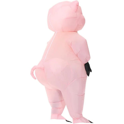 Inflatable Costume Pink Pig Fancy Dress for Adults Halloween Cosplay Jumpsuit
