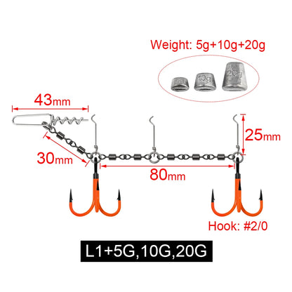 Uv-Active Fishing Hook Soft Bait Swimbait Rolling Swivel Rig #1 #1/0 #2/0