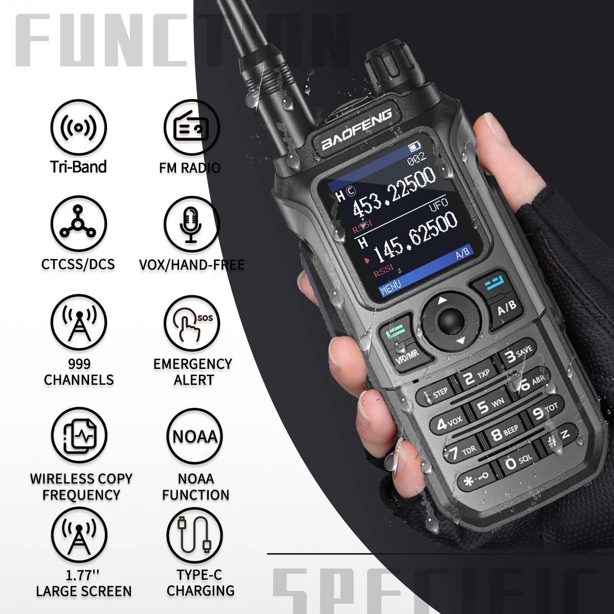 Baofeng UV-21 Pro V2 Wireless Copy Frequency Tri Band Powerful Waterproof Long Range UV-5R 22Pro S22 Type-C Two Way Radio-EXPROTAS