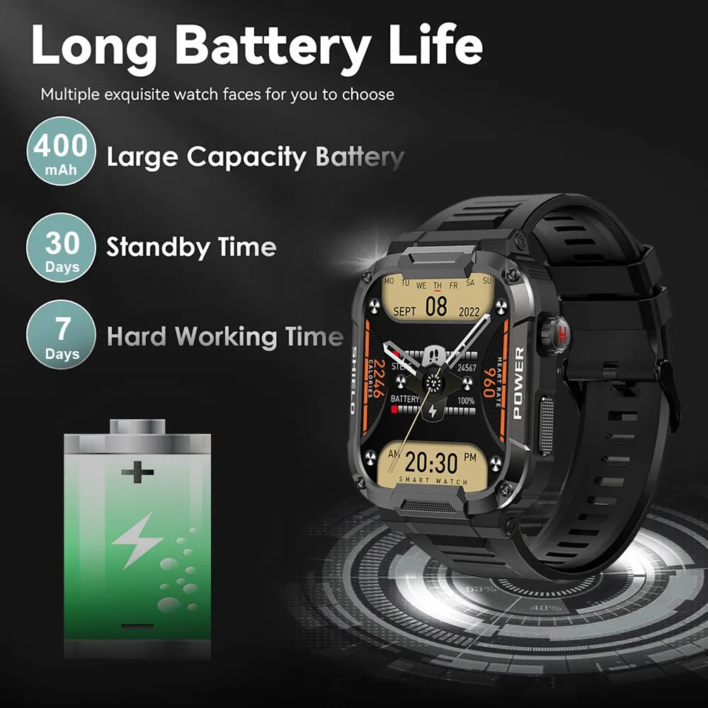MEVADEN 1.85 Outdoor Military Smart Watch Men Bluetooth Call Smartwatch For Android IOS IP68 Waterproof Sports Fitness Watches-EXPROTAS