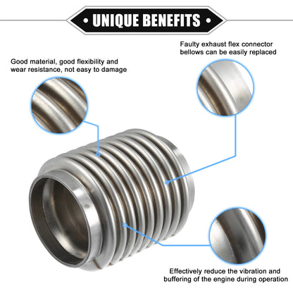 UXCELL Exhaust Flex Pipe | 38/45/50/60mm Bellows Connector Stainless Universal