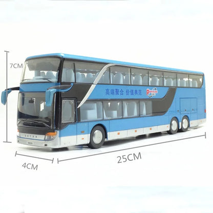 Toy Sound Light Double Decker Bus Kids Die Cast Pull Back Red Car