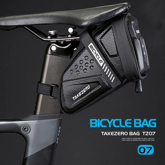 TAKEZERO TZ07 Bicycle Tail Bag Saddle Bag Mountain Bike EVA Hard Shell Road Bike Rear Bag Riding Equipment Accessories-EXPROTAS