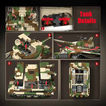 WW2 German Tiger I Heavy Tank Building Blocks Military Brick Model Toy Set