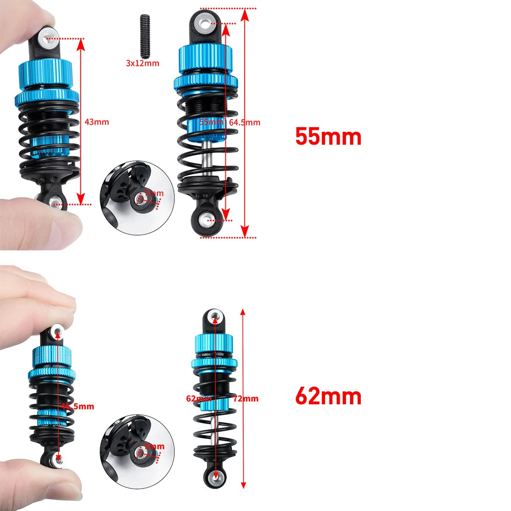 4PCS RC Shock Absorber Alloy Oil Dampers for Tamiya TT02 1/10 Car Parts