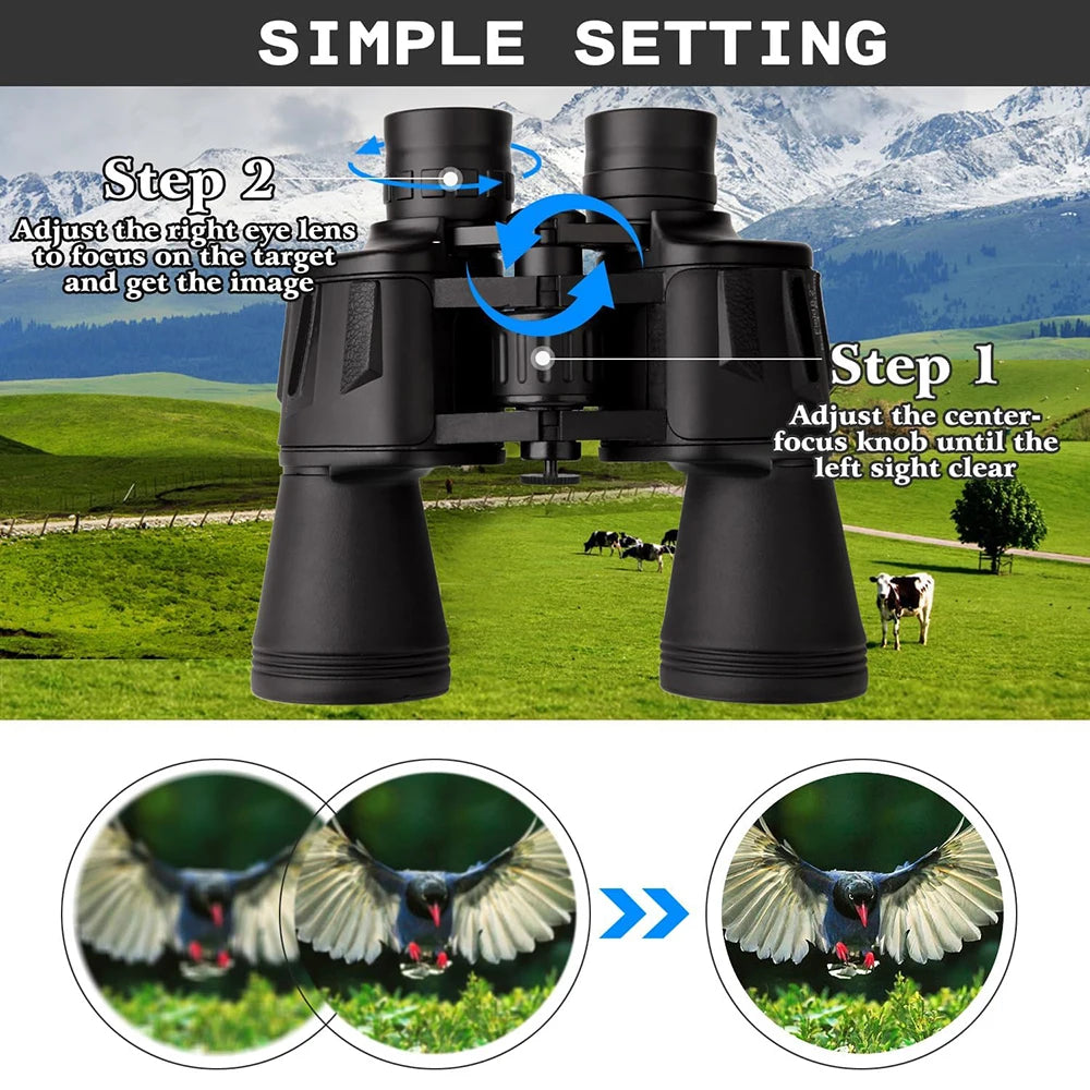 20x50 BAK4 FMC Binoculars Smartphone Adapter Hiking Hunting Outdoor Optics