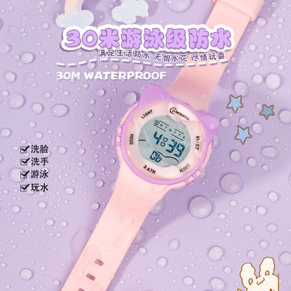 UTHAI C16 Kids Meow Star Watch Boys Girls Waterproof Alarm Electronic Wristwatch