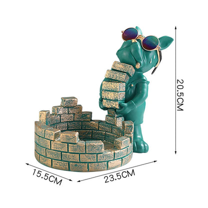 Resin Dog Statue Storage Box Animal Sculpture Figurine Home Office Decoration