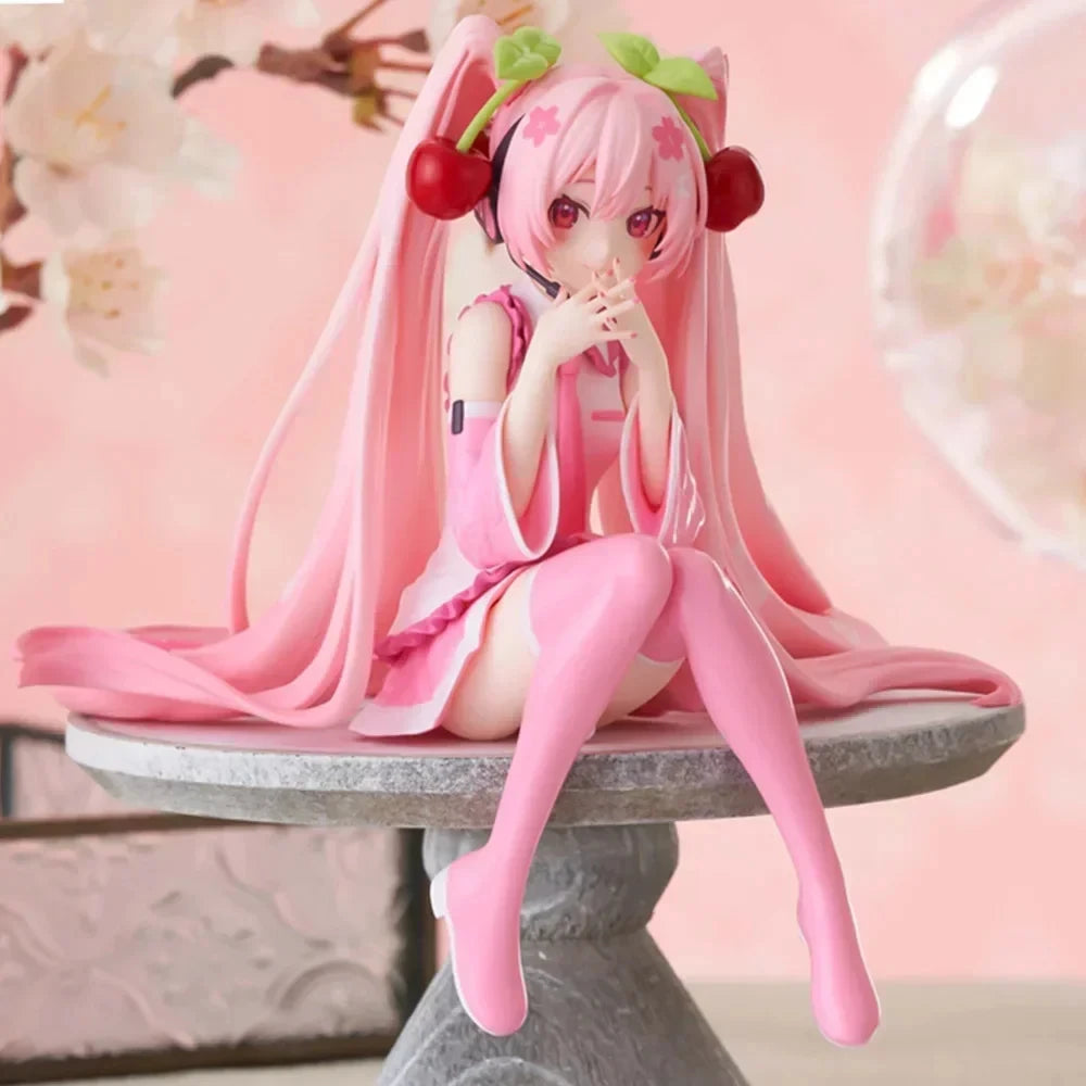 Hatsune Miku Pink Dress Figure Cherry Blossom PVC Anime Statue Collectible Gift