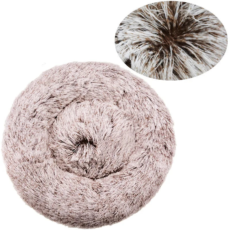 40-90cm Cat Bed Plush Round Soft Warm Cushion for Dog Pet Winter Sleeping