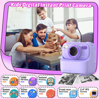 Kids Digital Camera 1080P Instant Print for Girls Boys Age 3-12