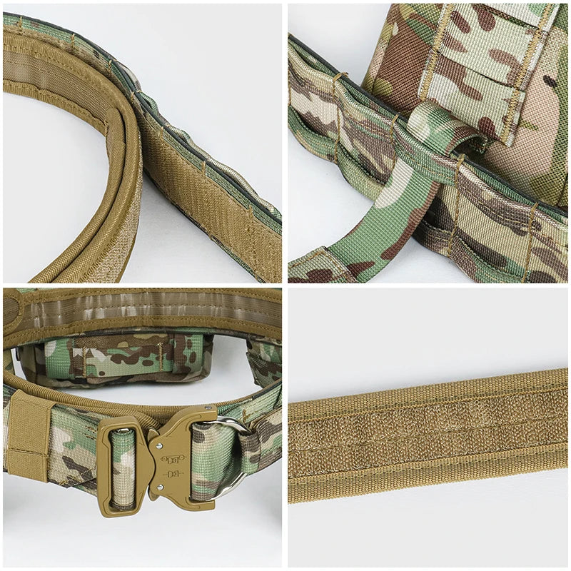 Tactical Battle Duty Belt Set w/ Pouches Airsoft Law Enforcement Utility Gear