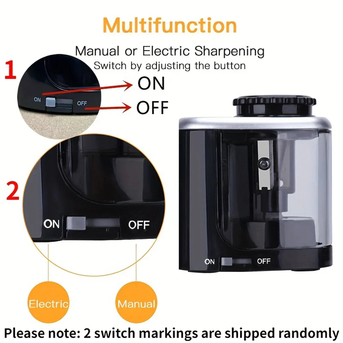 Desktop Automatic Pencil Sharpener Electric for 6-8mm Pencils School Office