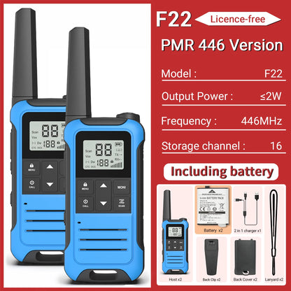 2pcs Two Way Radio Walkie Talkie Long Range Portable Rechargeable for Camping