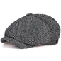 Tweed Peaky Blinders Hat Adjustable Newsboy Cap Herringbone Wool Flat