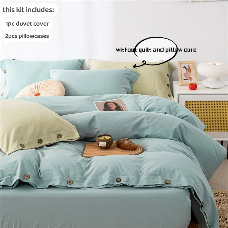 3pcs Double Duvet Cover King Size 100% Cotton Bedding Quilt Covers 220x240