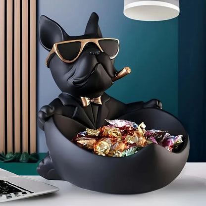 Bulldog Statue Storage Box Cool Dog Resin Animal Decoration Art