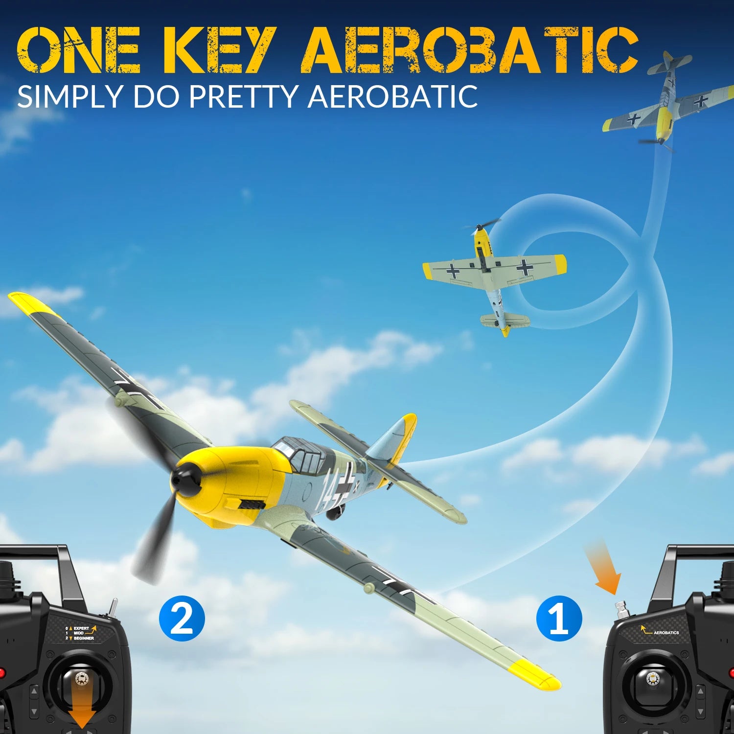 BF109 RC Plane 2.4G 4CH 400mm Wingspan One-key Aerobatic Remote Control Aircraft  RTF 761-11 EPP Foam RC Fighter-EXPROTAS