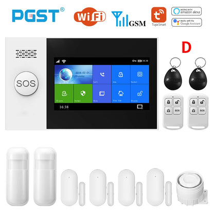 PGST PG-107 Tuya Wireless Home WIFI GSM Home Security With Motion Detector Sensor Burglar Alarm System APP Control Support Alexa-EXPROTAS