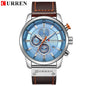 Curren Mens Watch Waterproof Quartz Chronograph Leather Strap 8291
