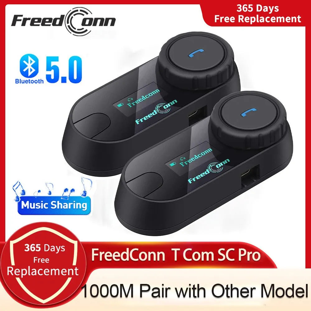 Freedconn T Com SC Bluetooth Motorcycle Intercom Helmet Headset Wireless Communication Interphone BT 5.0 Music Share 6Riders FM-EXPROTAS