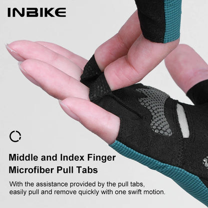 INBIKE Half Finger Cycling Gloves Padded Palm MTB Road Bike Summer Men