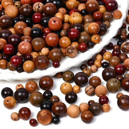 200Pcs Dark Brown Round Wooden Beads 6/8/10/12mm Loose Spacer for Jewellery