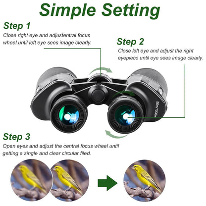 20x50 Binoculars FMC BAK4 Prism IPX4 Waterproof Hunting Hiking Camping