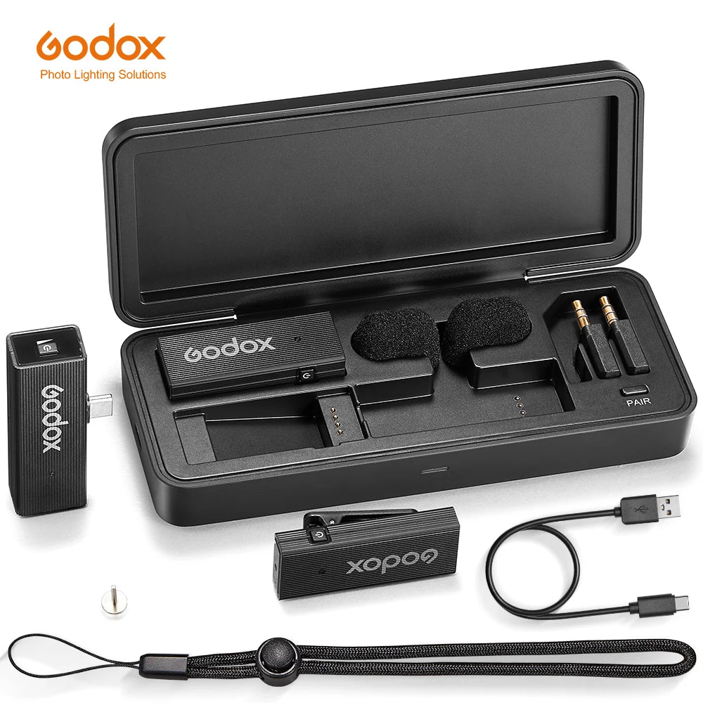 Godox MoveLink Mini LT UC 2.4GHz Wireless Lavalier Microphone Kit for iPhone Type-C Smartphones DSLR Cameras