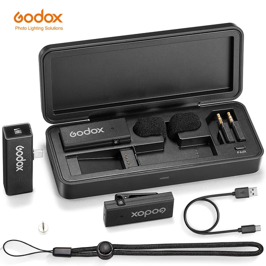 Godox MoveLink Mini LT UC 2.4GHz Wireless Lavalier Microphone Kit for iPhone Type-C Smartphones DSLR Cameras
