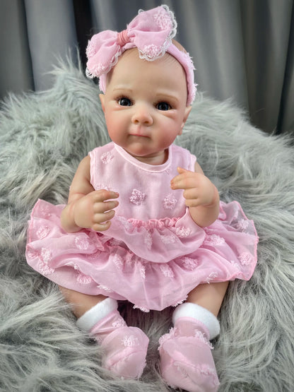 18" Reborn Baby Doll Bettie Full Body Vinyl Lifelike Painted Hair Girl Gift