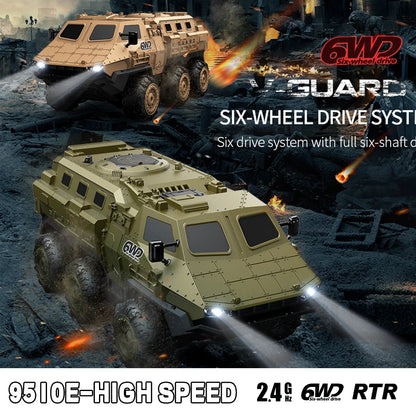 New 1:16 6WD Armored RC Military Truck, 360° Stunt High-Speed Climbing 2.4G Remote Control Toy for Boys