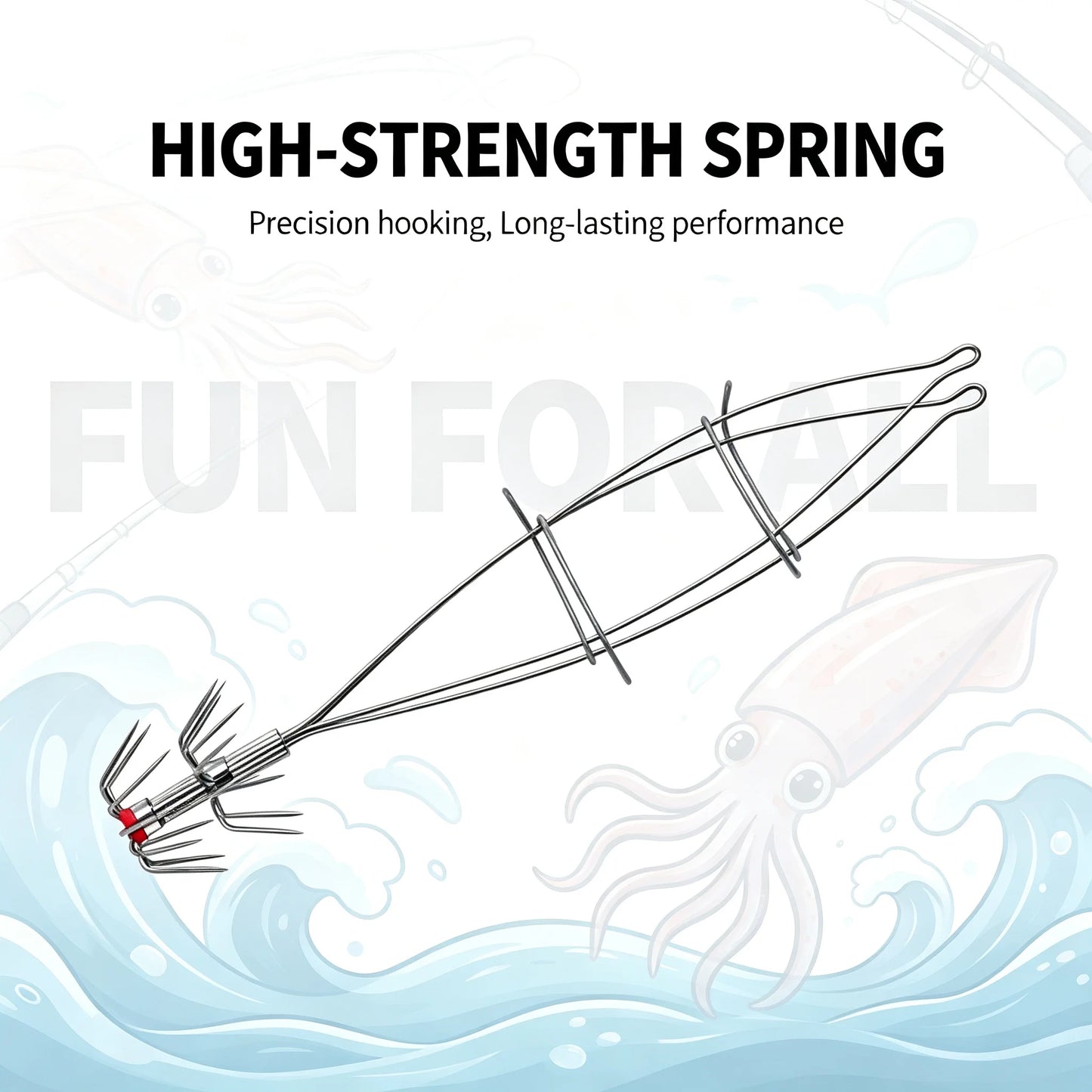 1PC Steel Squid Hook Stainless Fishing Jig Octopus Lure Saltwater Tackle