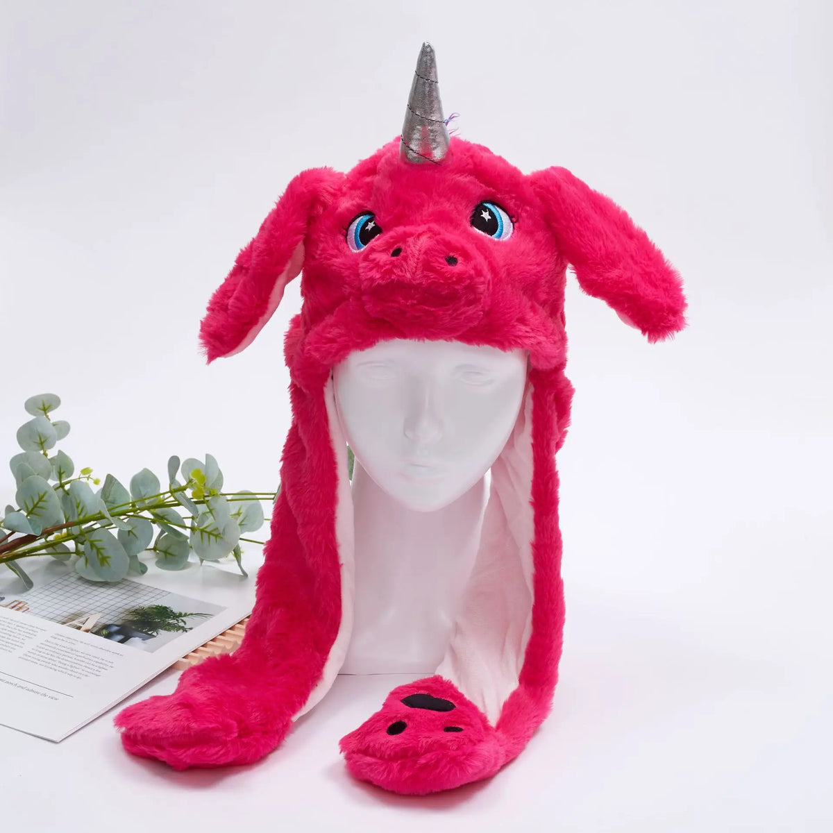 Warm Ear Protection Unicorn Hat with Moving Plush Ears for Kids Party