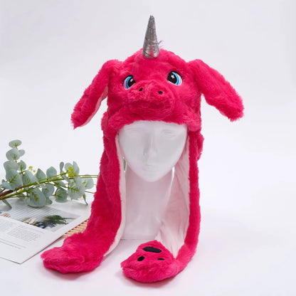 Warm Ear Protection Unicorn Hat with Moving Plush Ears for Kids Party