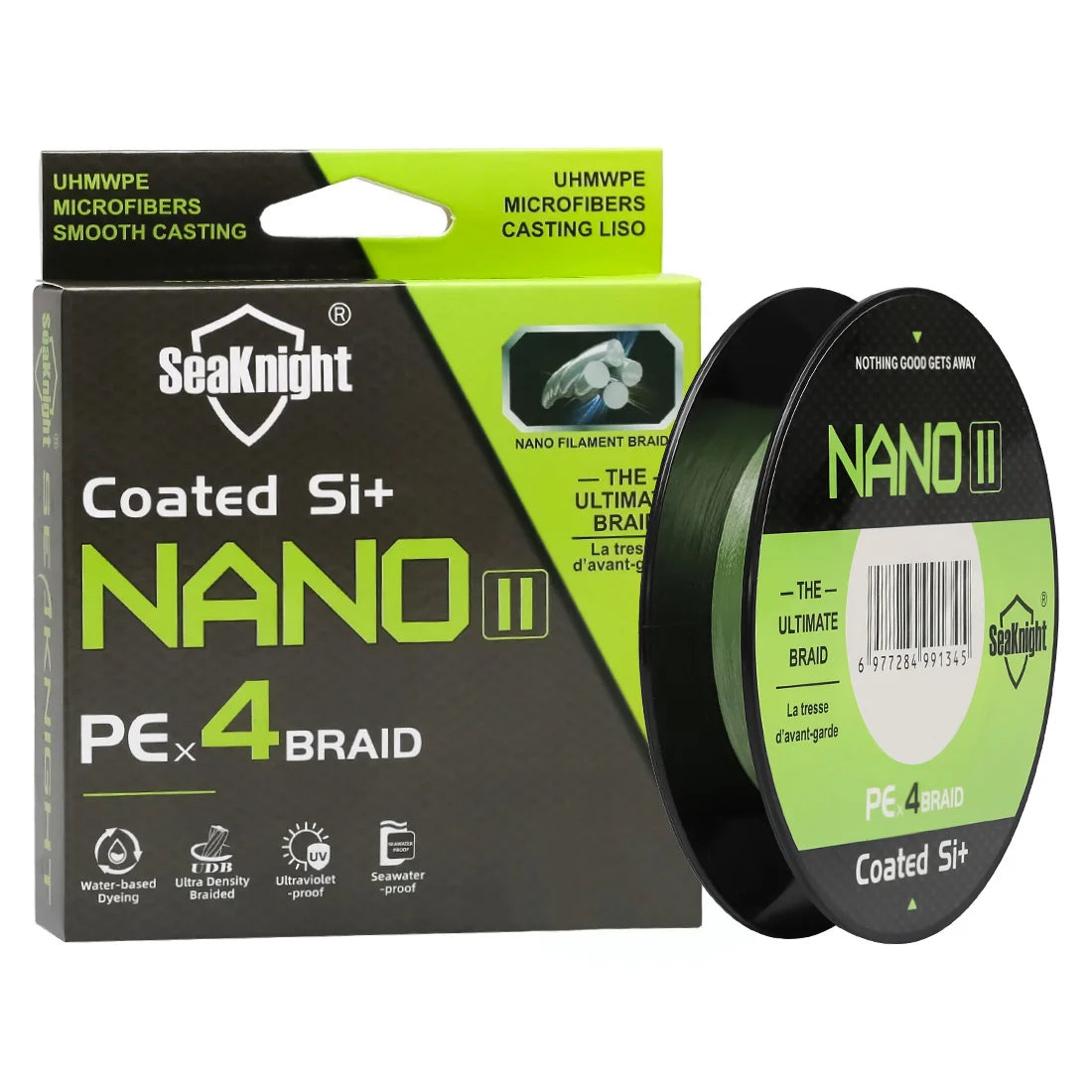 SeaKnight NANO II 4-Strand Braided Fishing Line, 100M/300M 7-15lb UV/Seawater Proof Si+ Coating