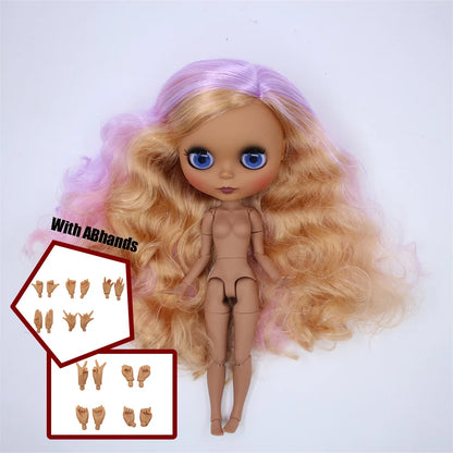 ICY DBS Blythe Doll Black Skin Joint Body Colourful Hair 1/6 BJD Dress Up