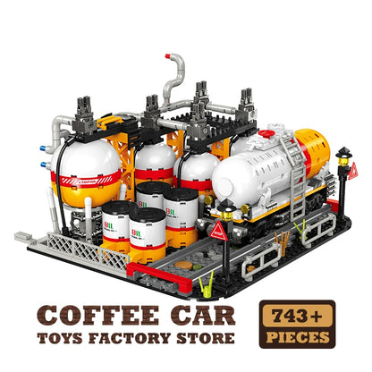 City Street View Industrial Factory Building Blocks Oil Pump MOC Plant Model Toy Gift