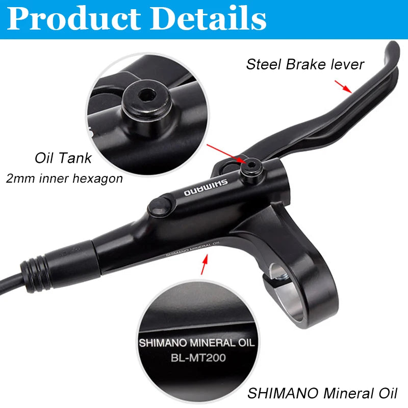 Shimano MT200/MT201 Hydraulic Disc Brake Set 2-Piston with Levers (Rotors Optional)