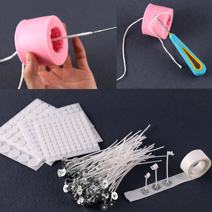 Candle Wicks Pre Waxed with Sustainers Long Tabbed for Craft Making 100pcs