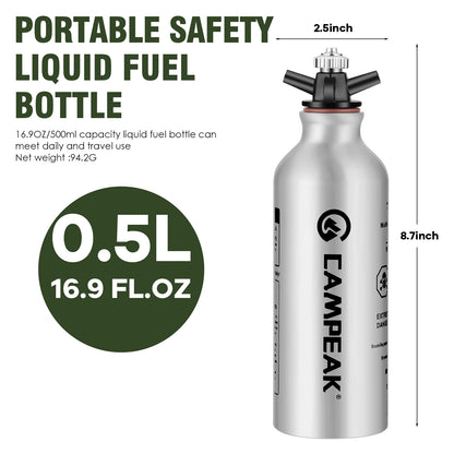 Portable Liquid Fuel Bottle Aluminum Gasoline Kerosene Alcohol Spare Storage Can 0.5L/1L-EXPROTAS