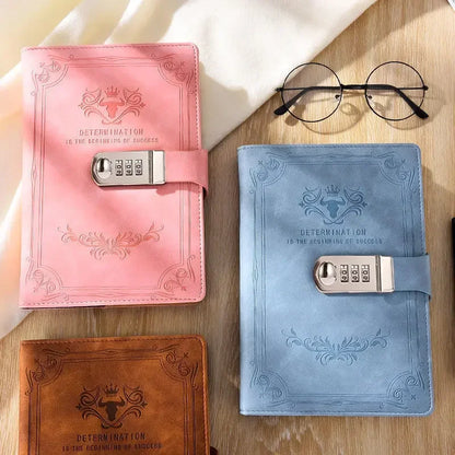 A5 Retro Password Book with Lock 200 Pages Diary Notepad Journal Ledger