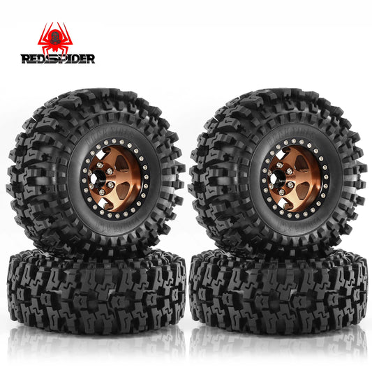1.9" RC Beadlock Wheels | Metal Rim Tire Set for 1/10 TRX4 Axial D90 RC Crawlers