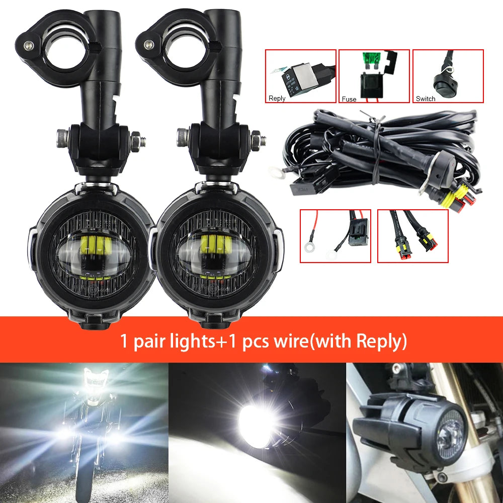 Auxiliary Lights LED Spot Driving Fog Lights for R1200GS F800GS K1600 Universal Motorcycle 40W 6000K Fog Lamps-EXPROTAS